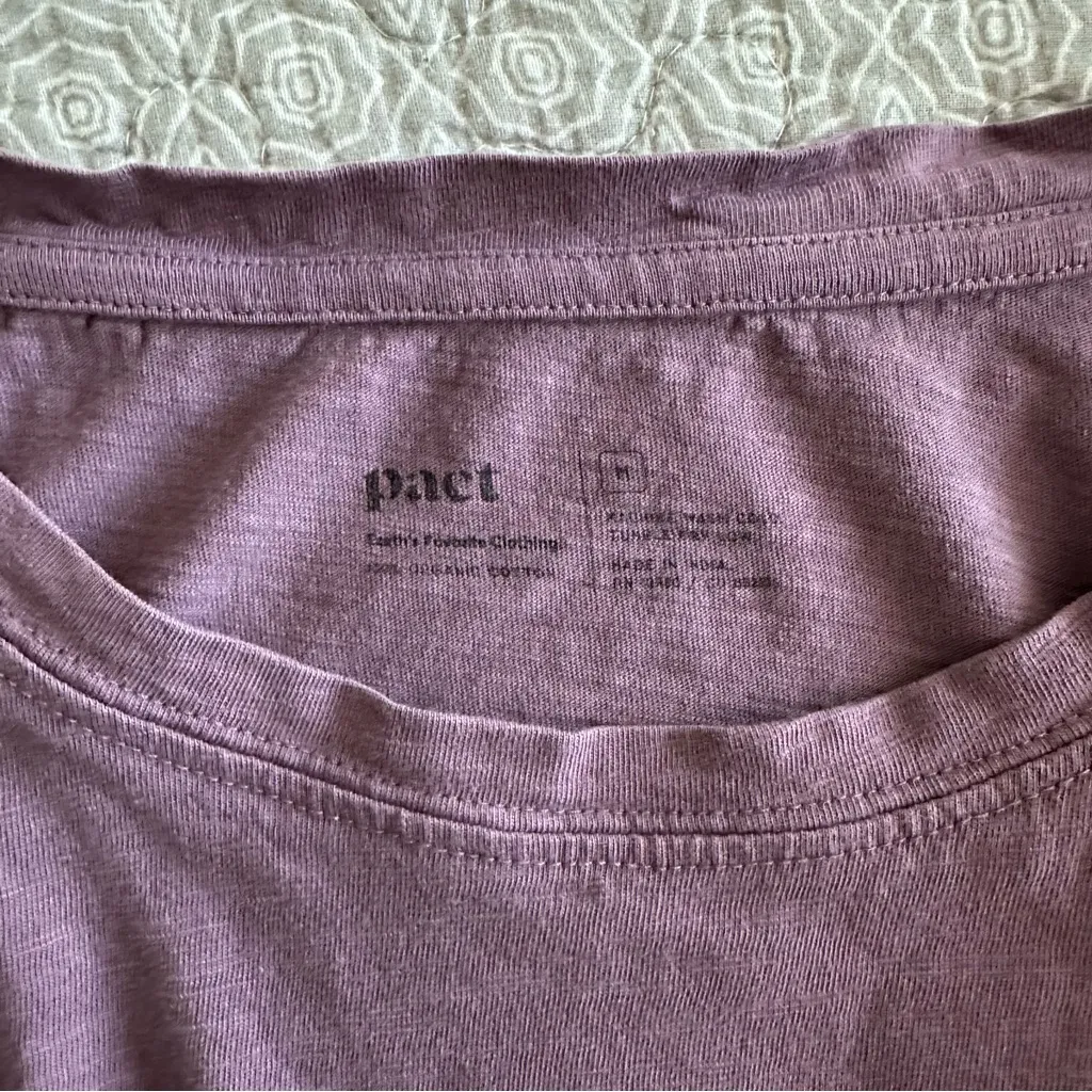 PACT Purple Short Sleeve T-shirt Dress with Pockets Organic Cotton Size M - Image 3