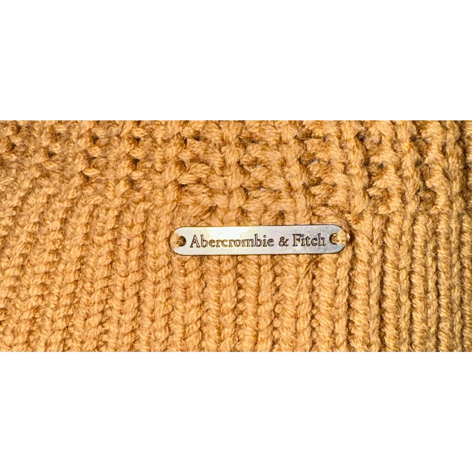 Abercrombie & Fitch Women's Tan Brown Chunky Knit Sweater Mock Neck Sz Small Y2K - Image 11