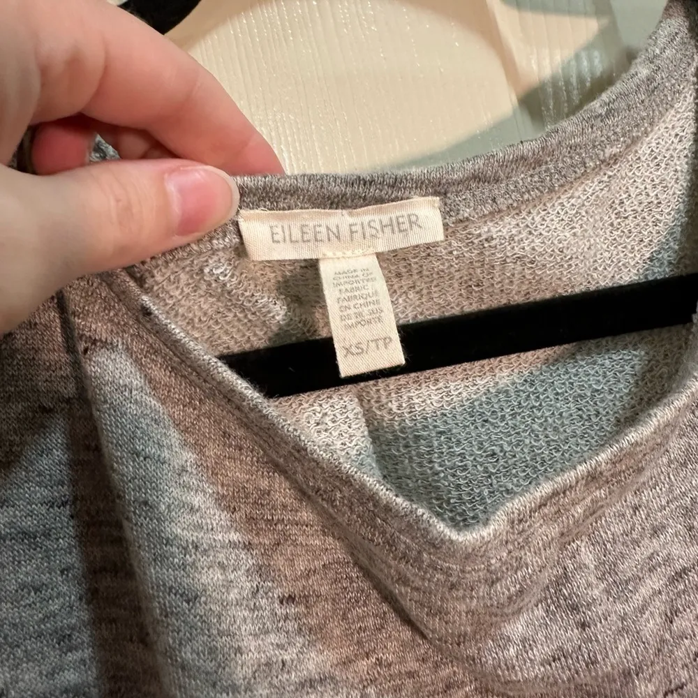 Women’s Eileen Fisher Short Sleeve T-shirt Dress Linen Blend Light Gray Size XS - Image 5