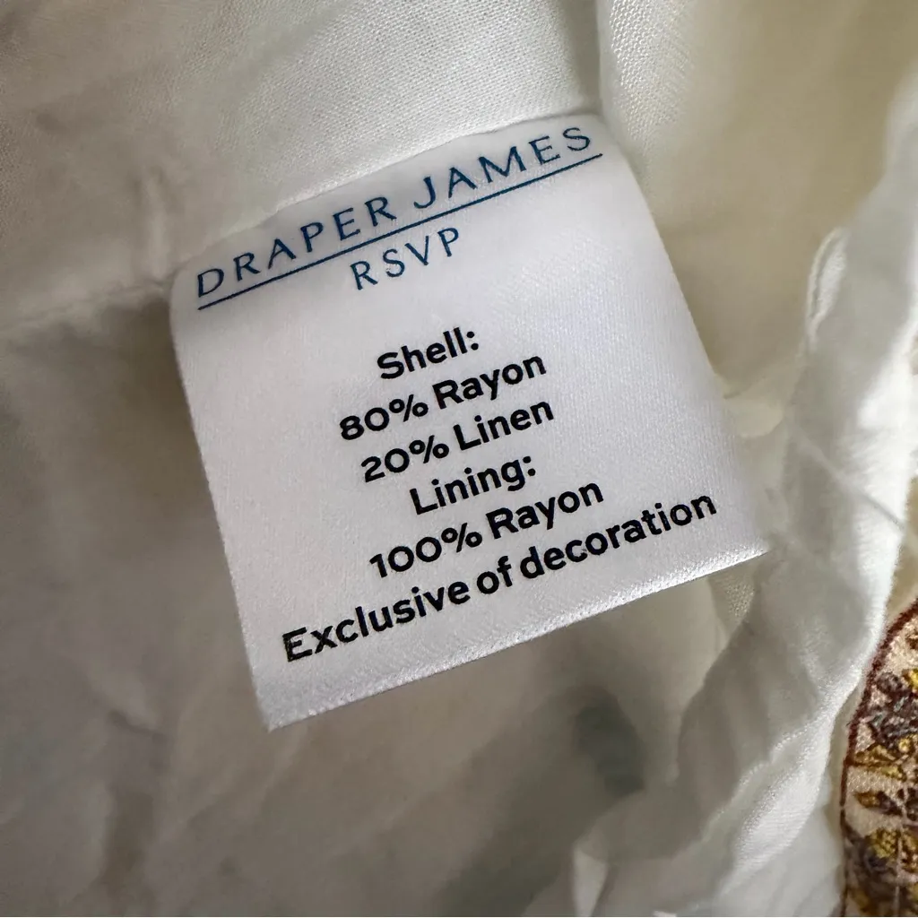 Draper James Dress Floral Linen Blend Square Neckline Lined Prairie Yellow Green - Image 15