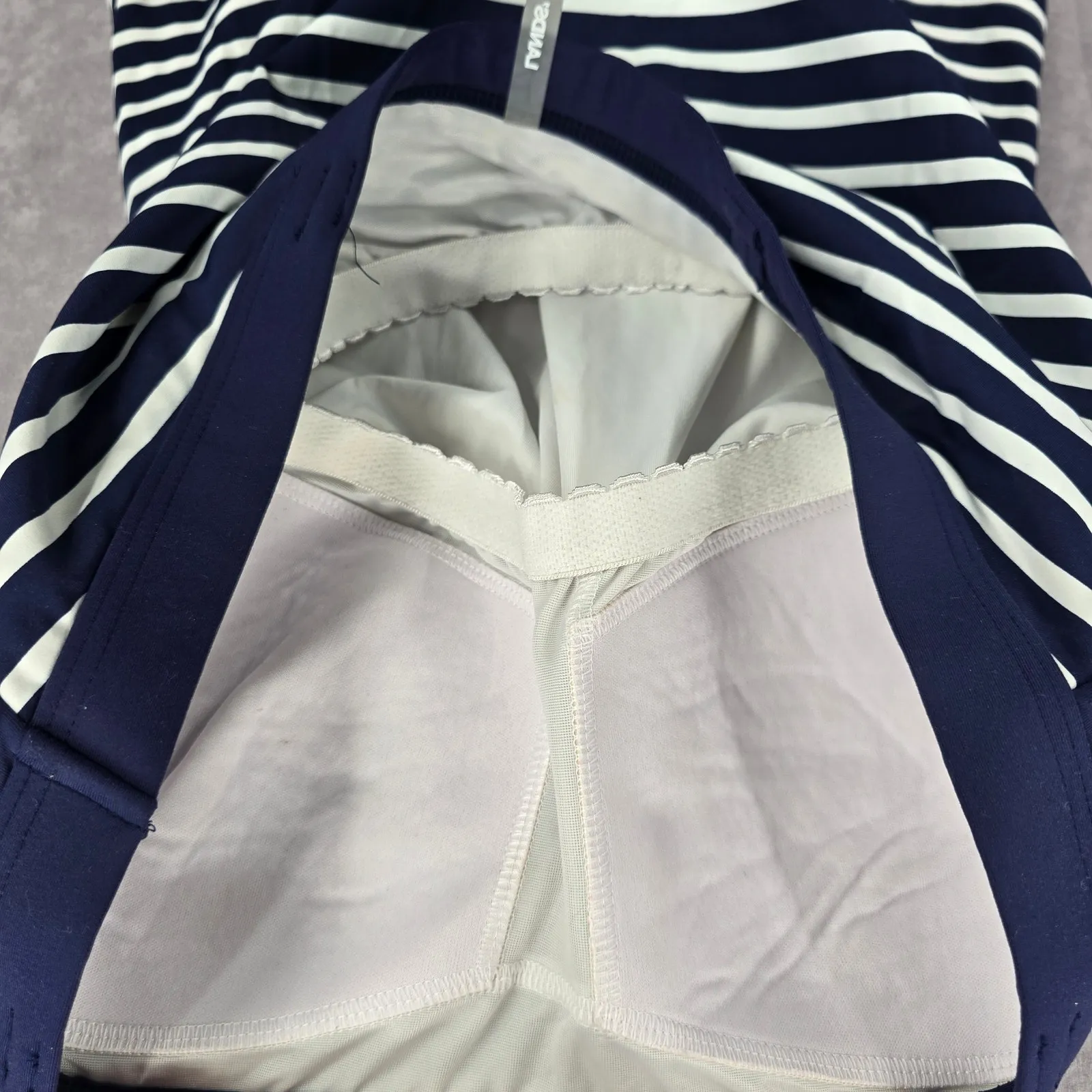 Lands End Blue White Stripe‎ Tube Padded Swimwear Tankini Top Medium M 10 - Image 5