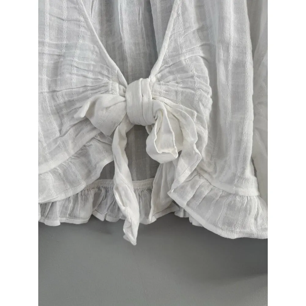 NWT American Eagle White Tie Front Crochet Crop Top Size Large - Image 6