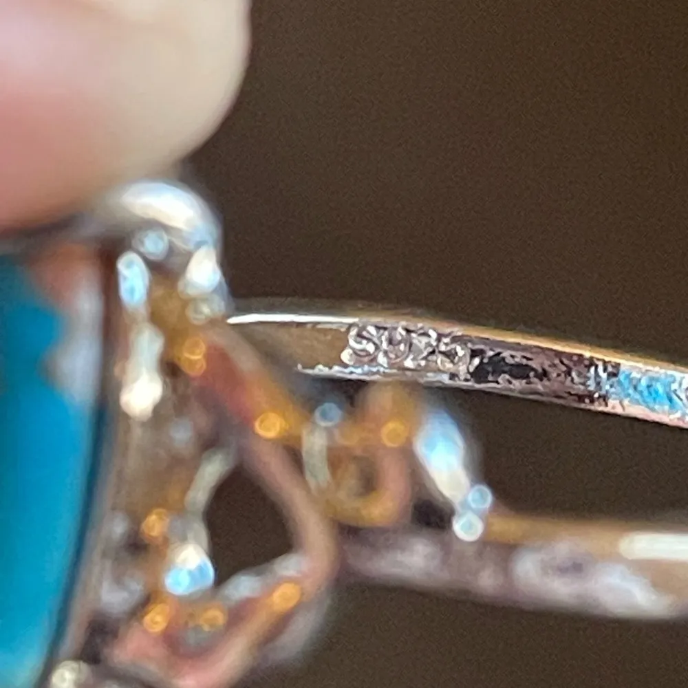 Mixed 3 color gemstone S925 silver ring size 8.5 Blue - Image 8