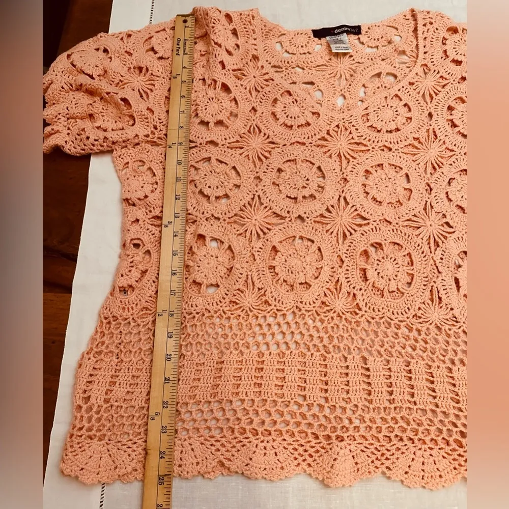 Denim 24/7 Crochet top Size L Orange Size L - Image 7