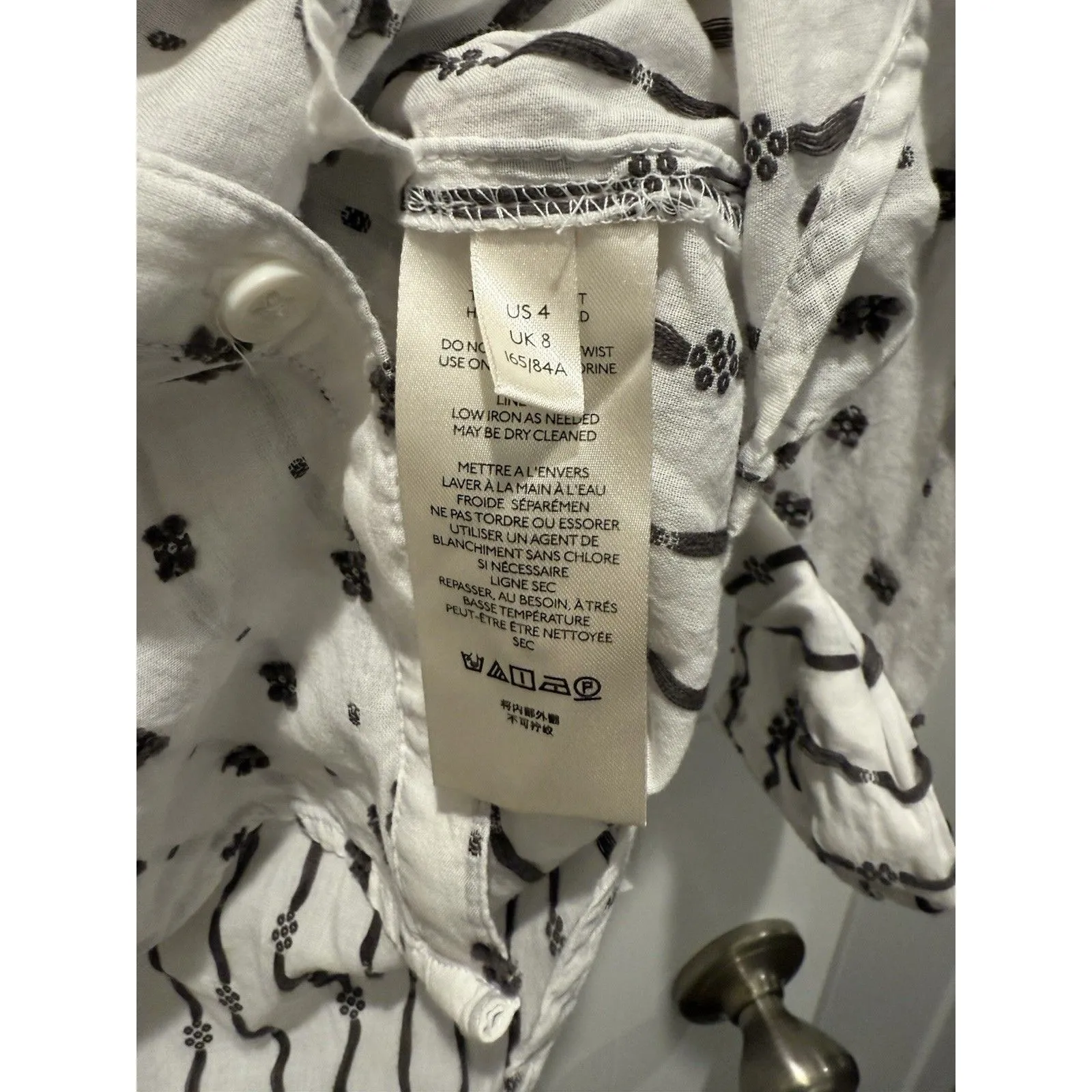 Maeve Anthropologie Clip Dot Relaxed Button Down White Black Size 4 - Image 6