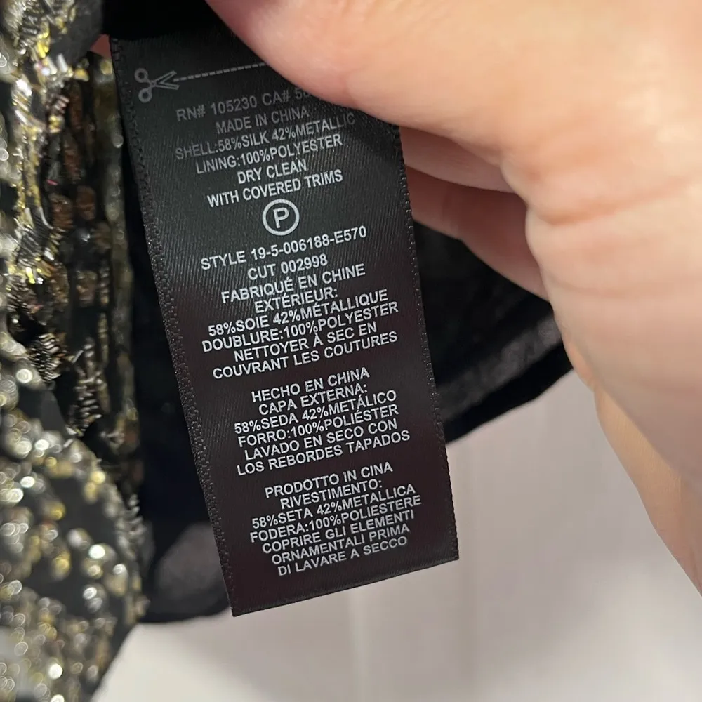 NWT Equipment Femme Layla Black and Gold metallic silk Camisole Blouse size XS - Image 7