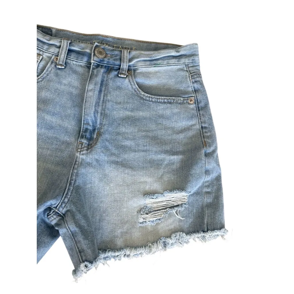 AMERICAN EAGLE Light Wash Distressed Denim Shorts Size 2 Blue - Image 3