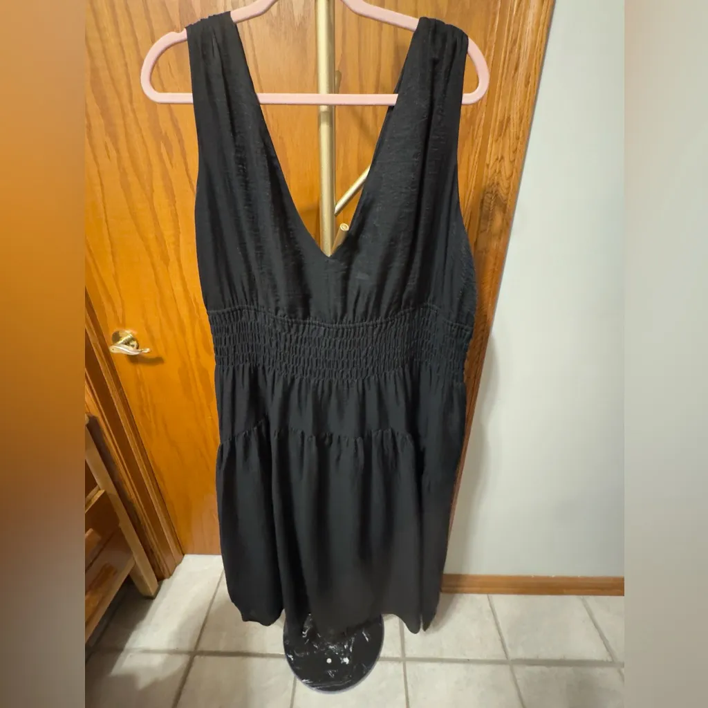 Vince smocked midi dress v neck tiered a-line black fit & flare size 3X NWT - Image 11