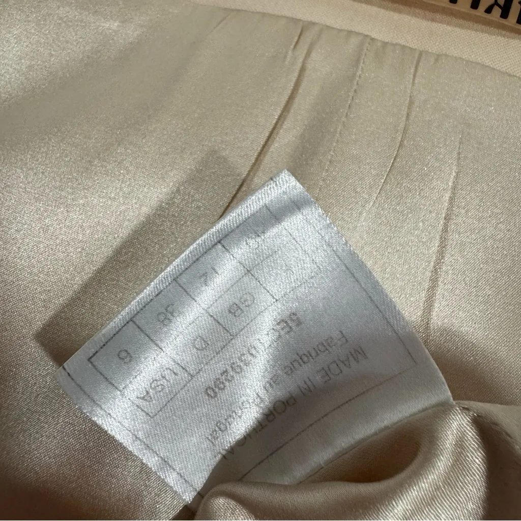 John Galliano Nude Beige Wool Silk Formal Skirt Tan Size 6 - Image 14