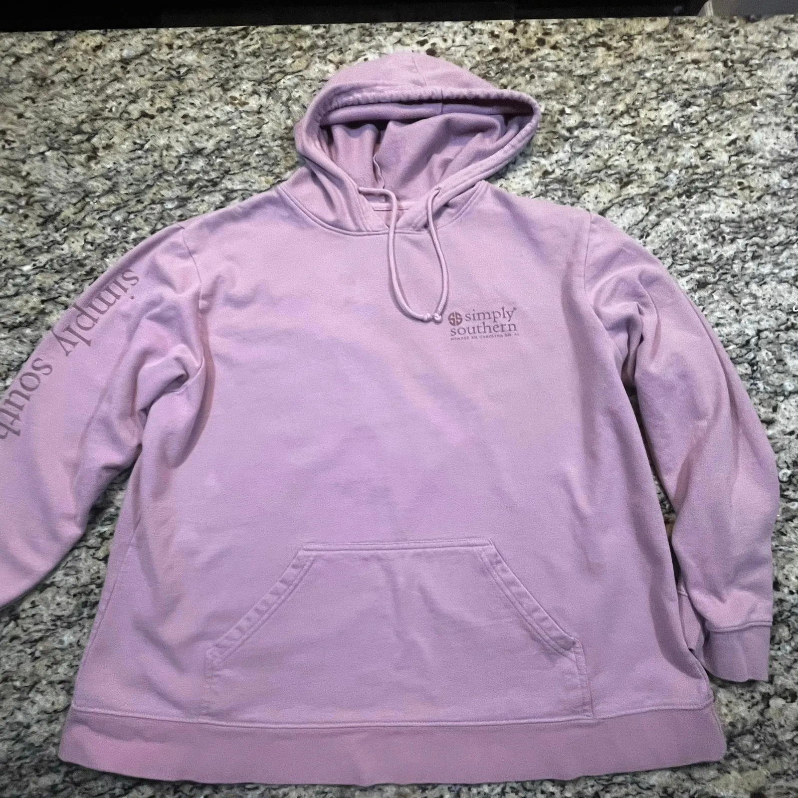 Simply Southern Pink Peach Hoodie Women XL Sweet As A Peach Graphic Pullover - Image 4