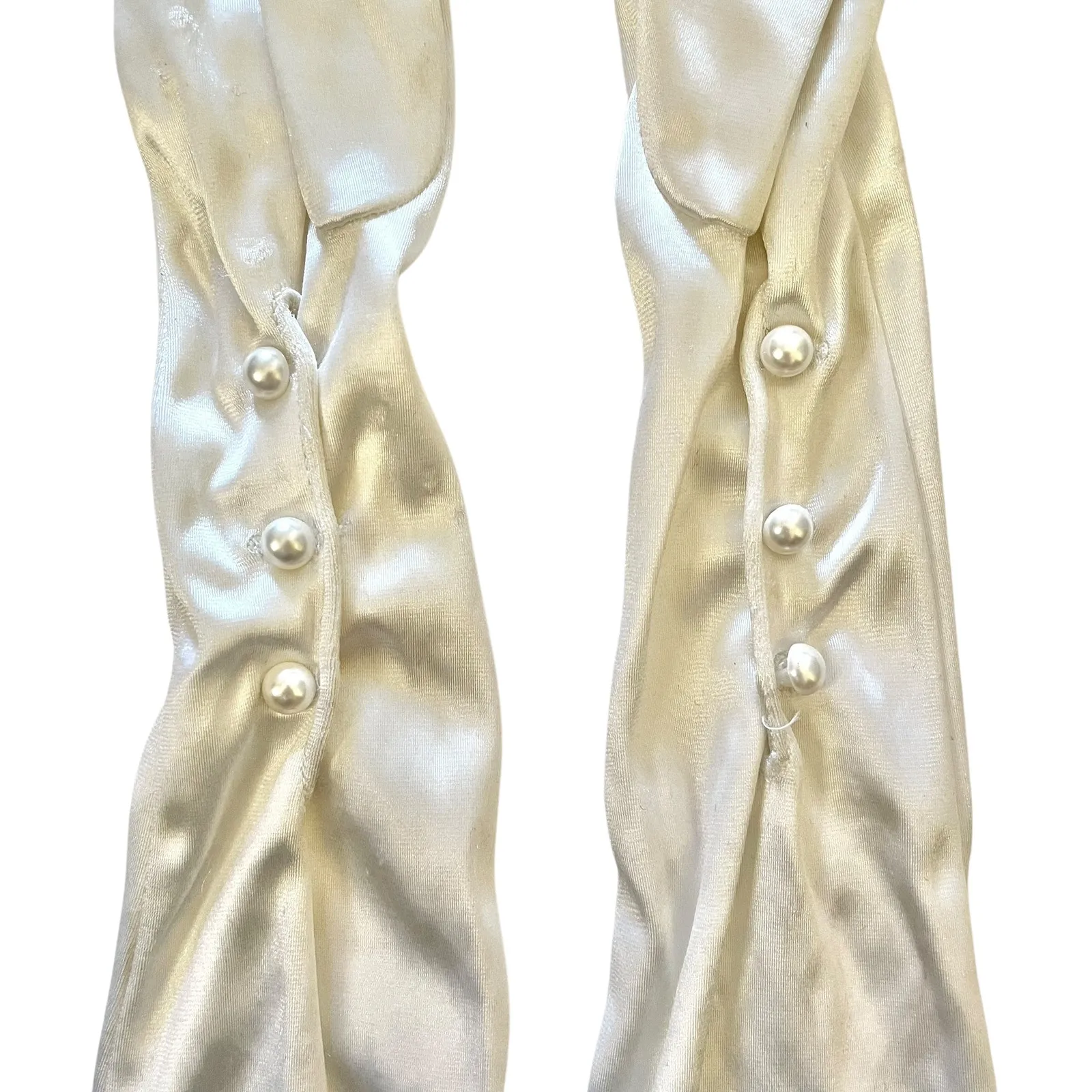 Vintage White Satin Formal Opera Length Wedding Long Evening Gloves 23" Size S - Image 5