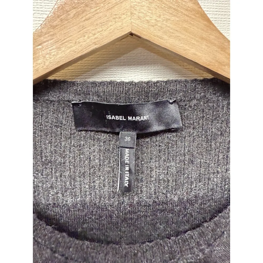 Isabel Marant Super Kid Mohair Wool Crewneck Sweater Sz 36/XS Gray Moto Pullover - Image 4
