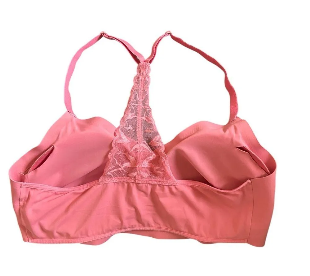 True Body Triangle Lace Racerback Bra Pink Sz XL Light Padded No Wire New - Image 4