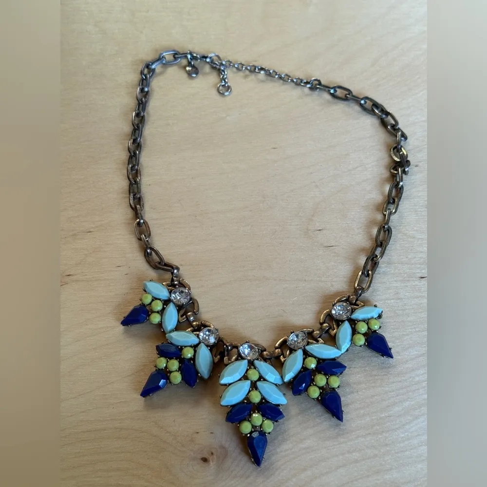 J. CREW Statement Necklace with Blue and Yellow Accents - Image 2