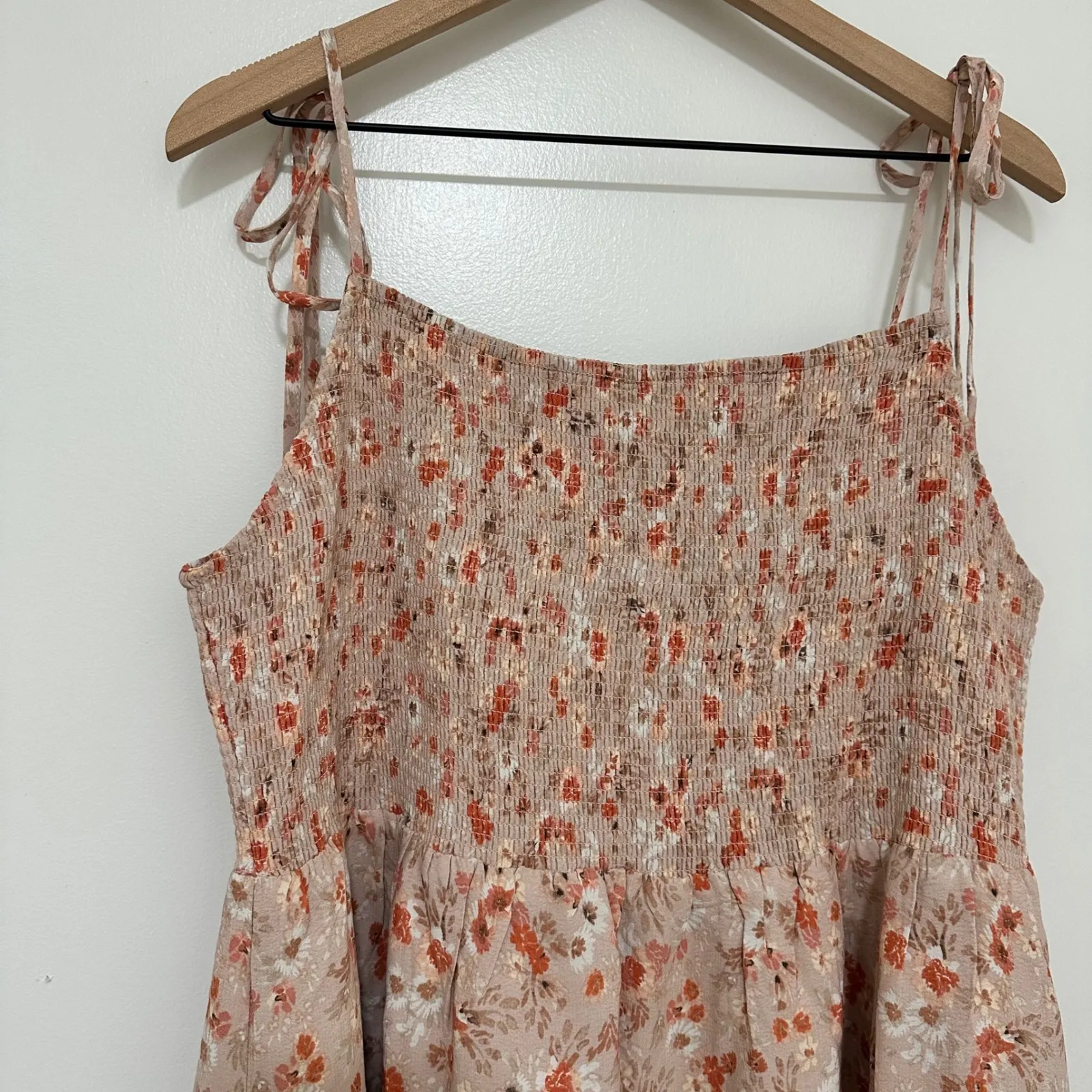 FOREVER 21+ | NWT Floral Smocked Square Neck Tie Shoulder Midi Dress, 3X/XXXL - Image 7