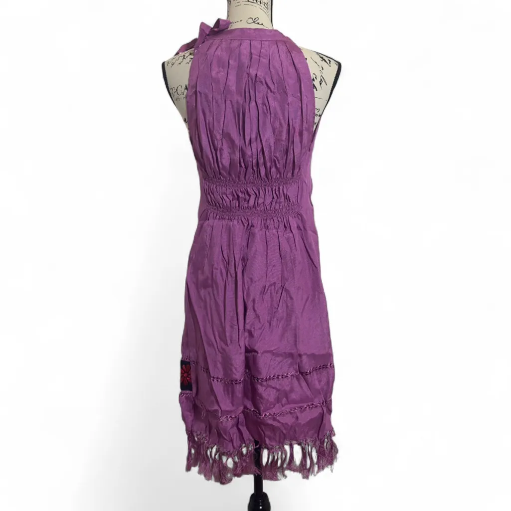 Purple Sleeveless Dress with Floral‎ Trim Size undefined - Image 3