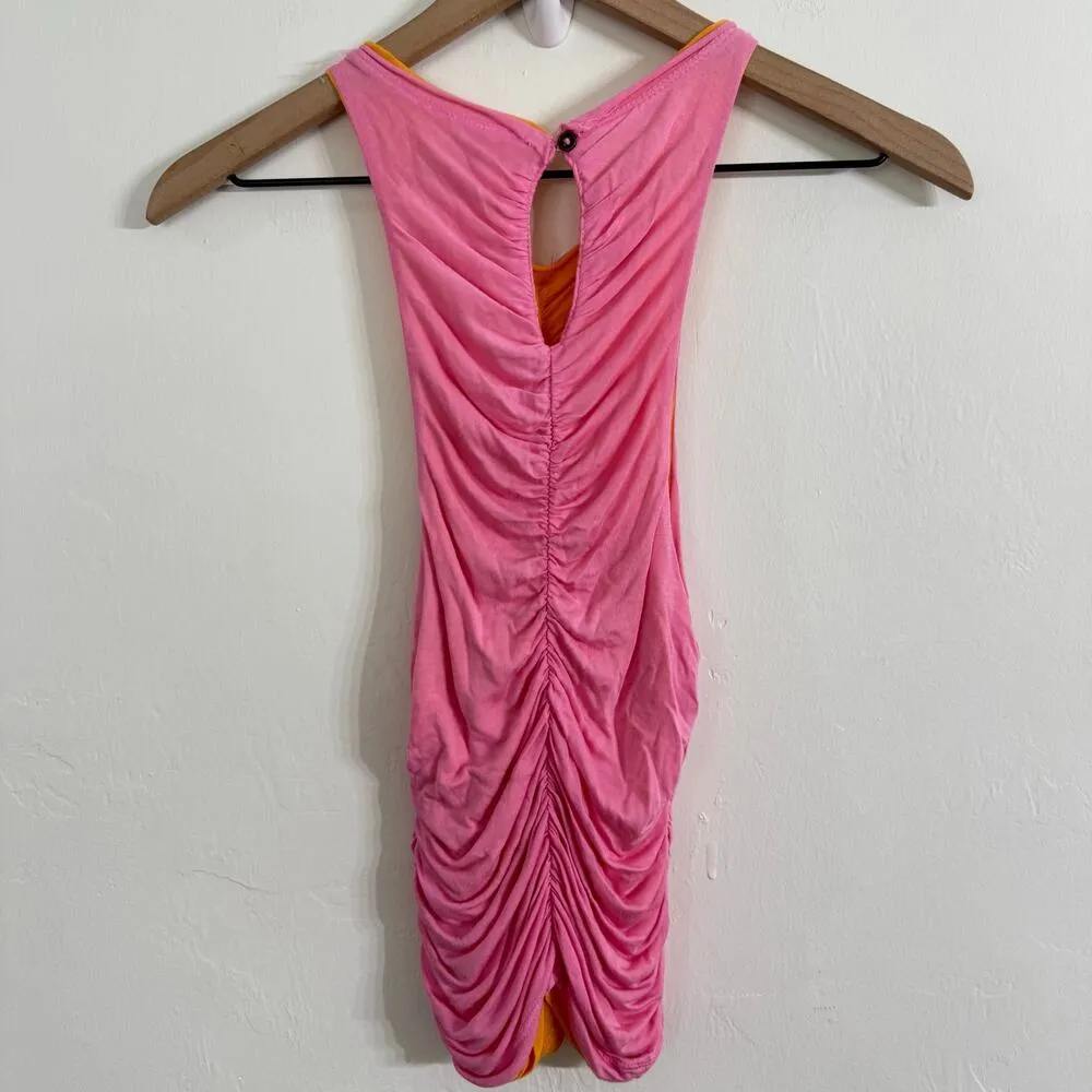 Anthropologie Pilcro Ruched Reversible Tank Top Pink Orange Size XS - Image 6