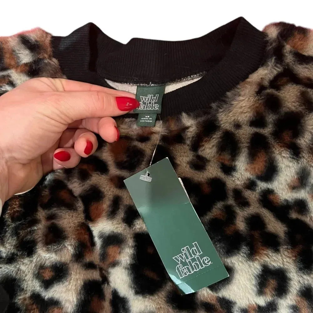 NWT Wild Fable Fuzzy Leopard Print Sweater Size XS‎ - Image 3