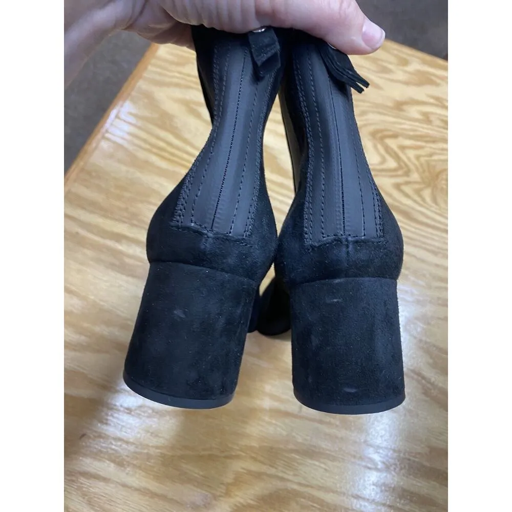 AGL Chelsea Boots Women's 7 Black Suede Back Zip Almond Toe Block Heels S42 - Image 6