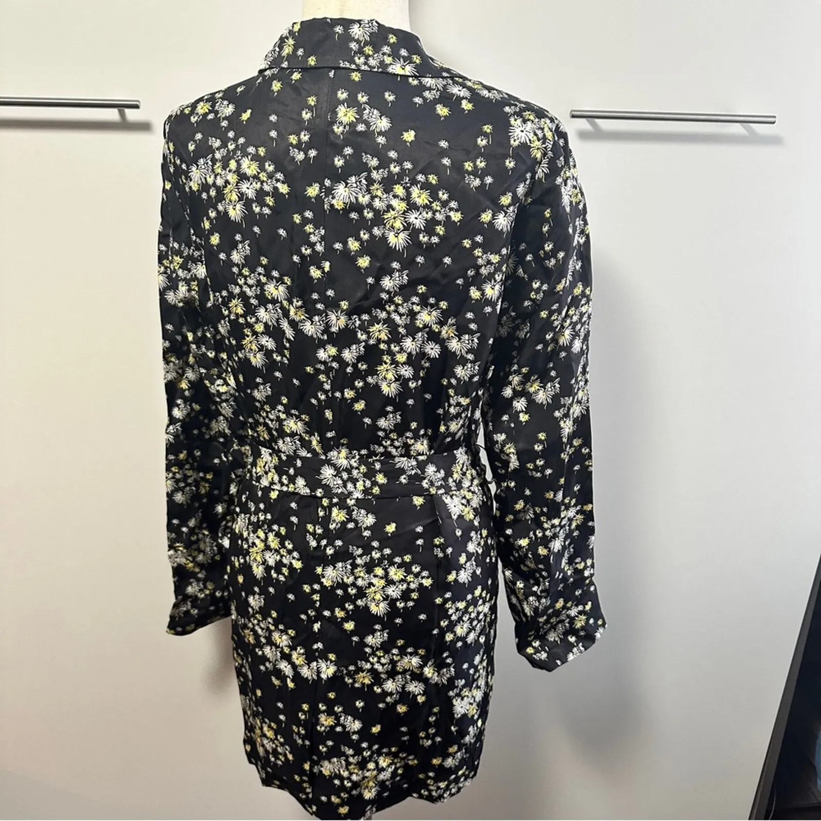 NWT Scotch & Soda Size L Black Yellow Floral Draped Blazer Belted Garden Girl - Image 13