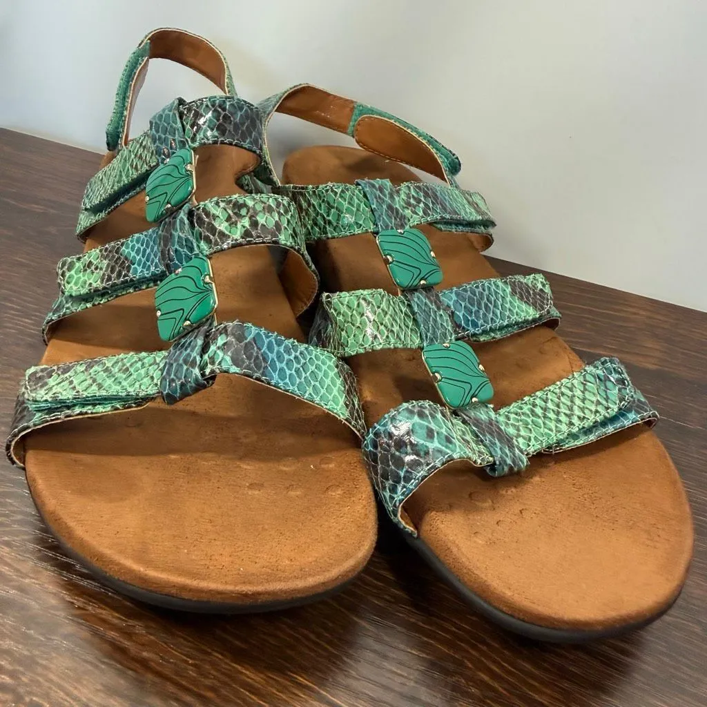 Vionic Women's style amber green stone snakeskin sandal size 10 - Image 4
