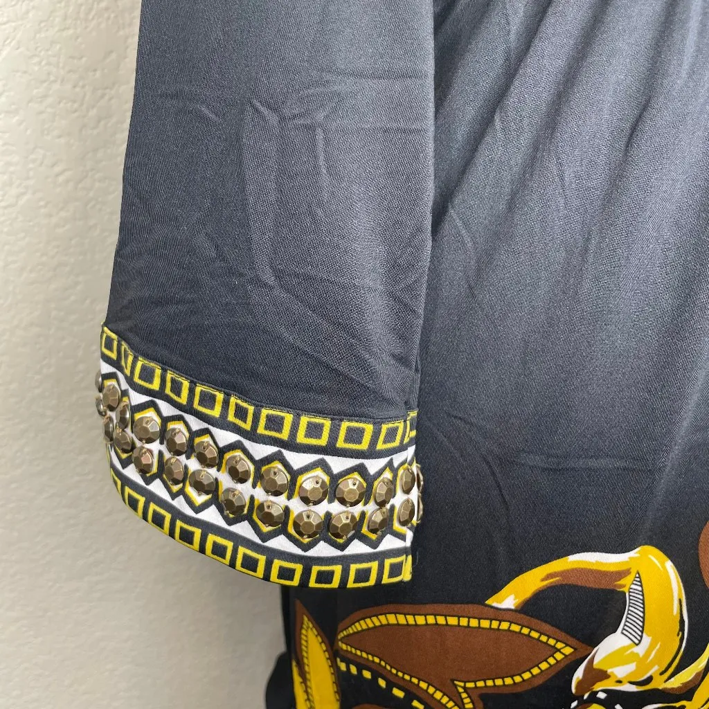 INC International Concepts Womens Black Gold Studded V - Image 7