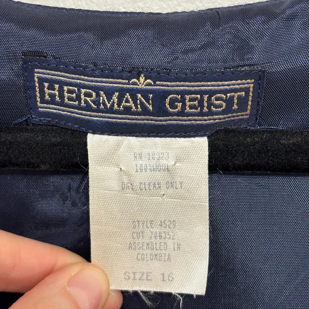 Vintage 100% Wool Pinafore Dress in Dark Purple - Size 16 - Image 3