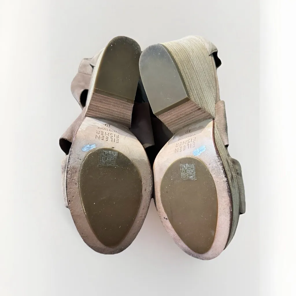 Eileen‎ Fisher Taupe Earth Suede Ellis Sandal Shoes Women's Size 10 EUC - Image 5