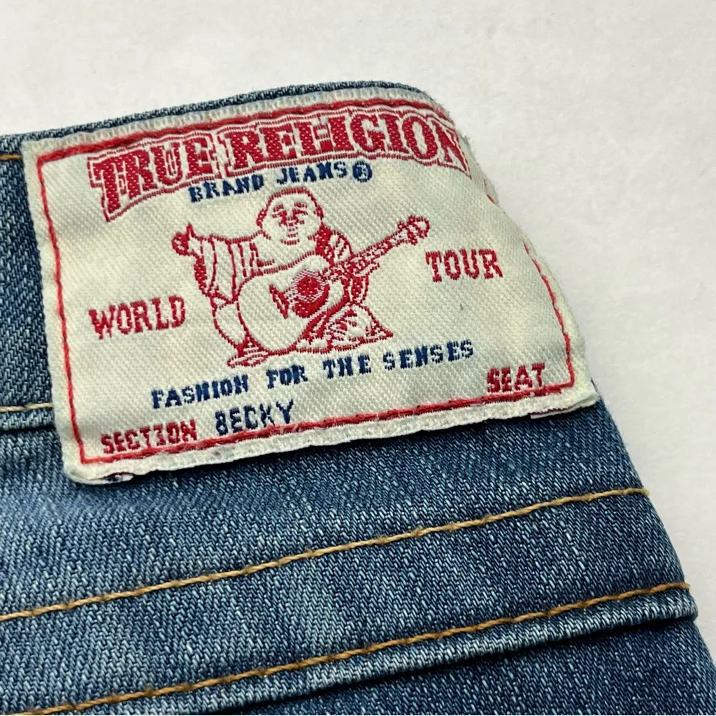 True Religion Becky Womens Size 27 Blue Denim Jean Distressed Low Rise *FLAWED‎ - Image 7
