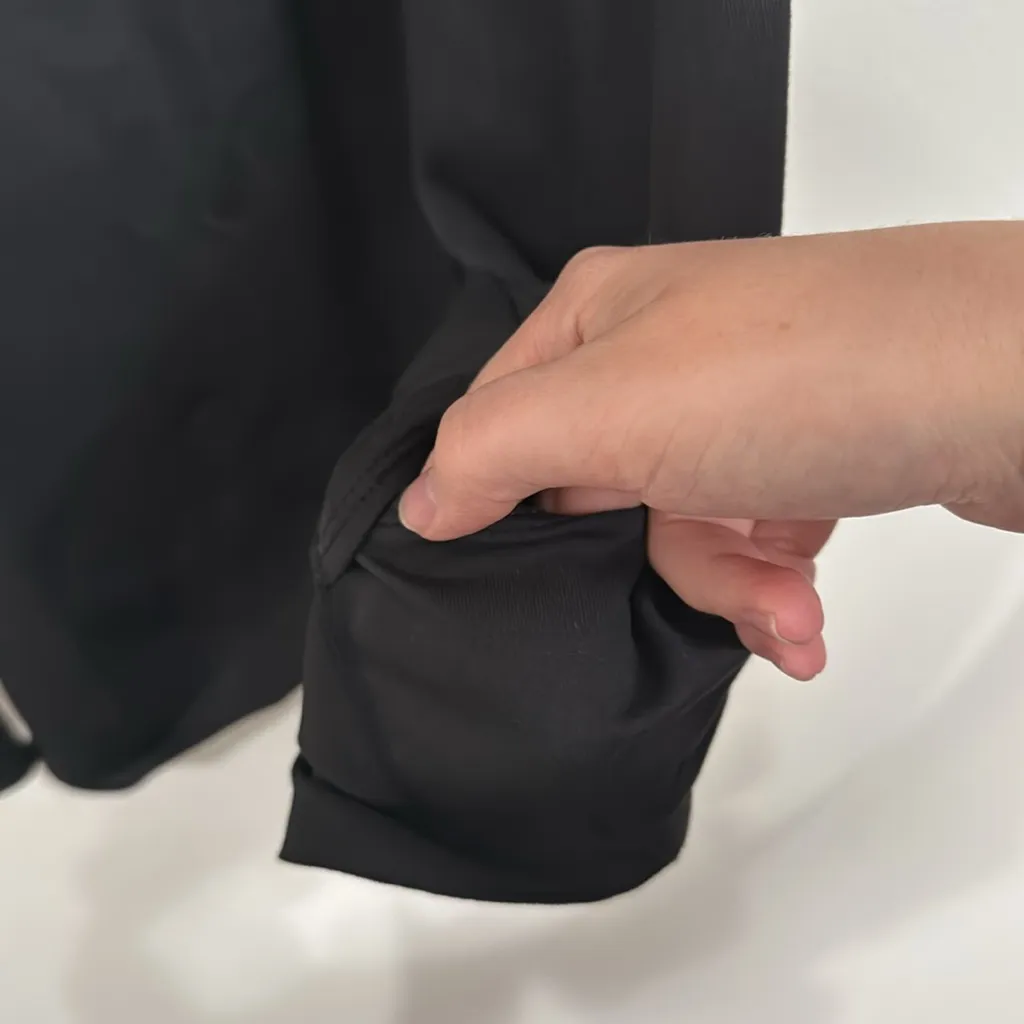 Prana Black Long Sleeve Crossover neckline Faux Wrap Stretch Jersey Dress size S - Image 9