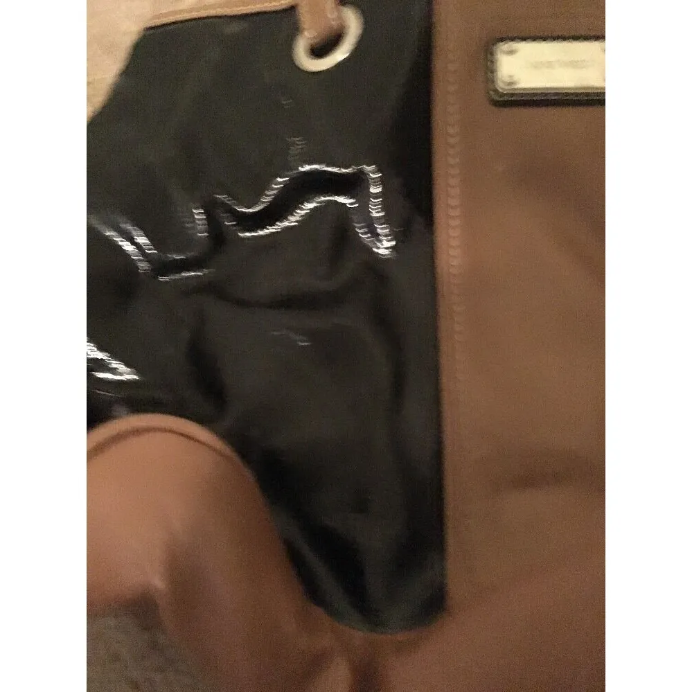 Nine West Women's Faux Leather Handbag Purse Shoulder Bag Tan Black - Image 2