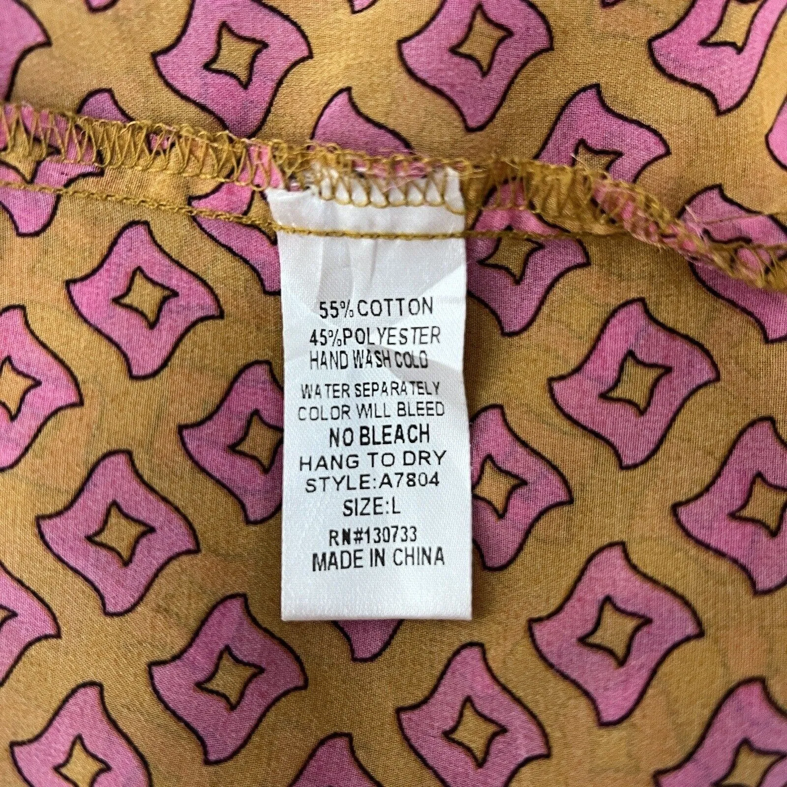 Carolina Williamson Shirt Women Large‎ Orange Pink Geometric Casual Bohemian - Image 8