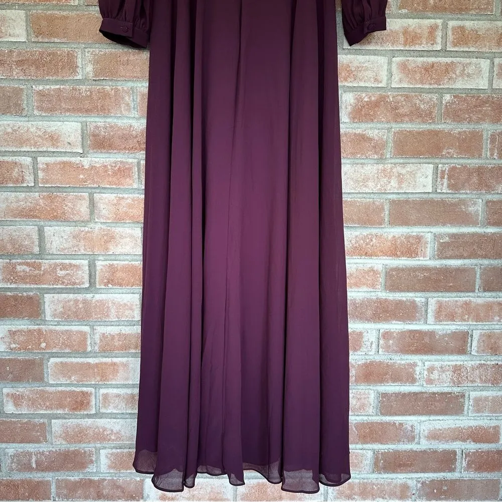 Lulu’s Adoring You Long Sleeve Maxi Dress NEW Women’s Small Purple Chiffon Gown - Image 9