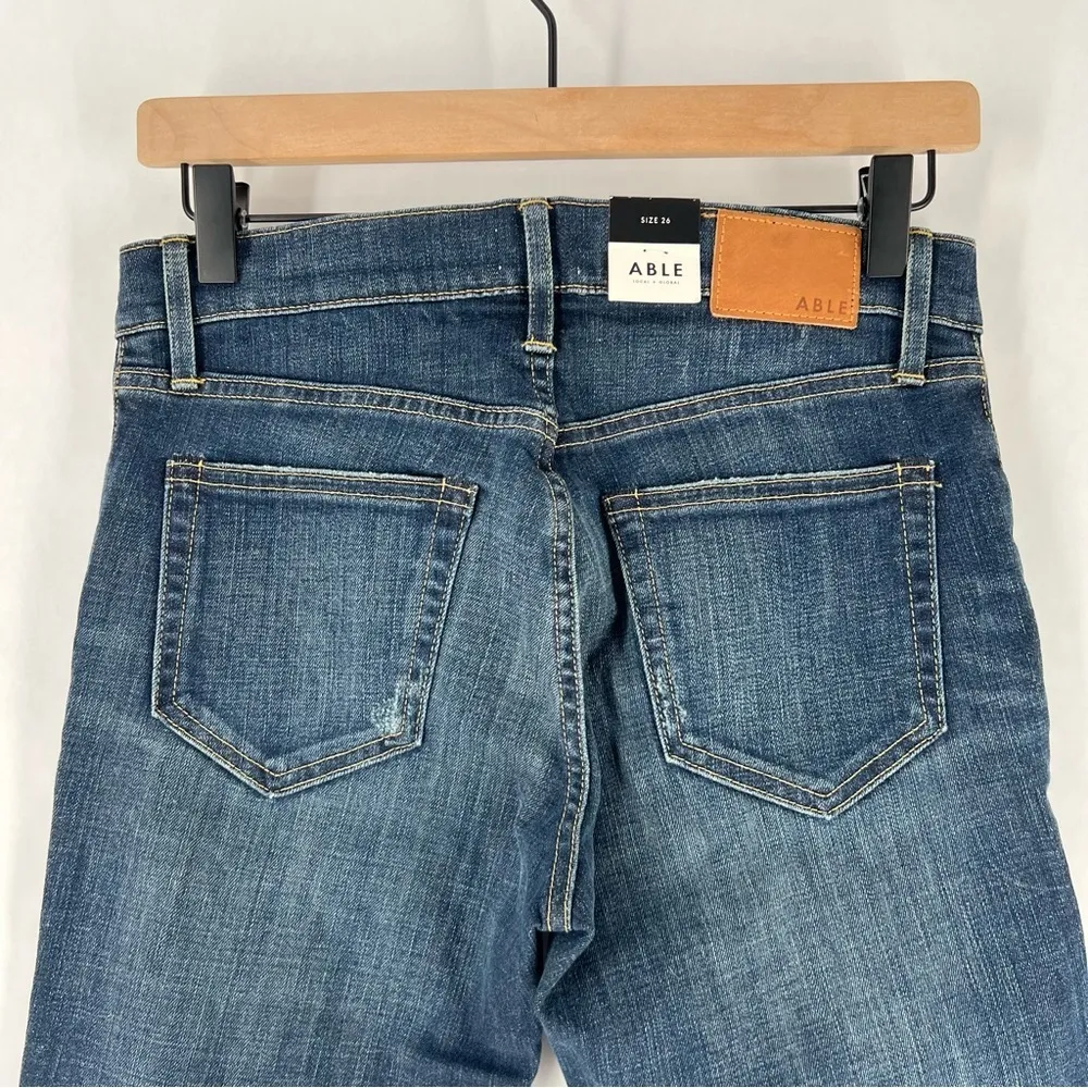 ABLE Jeans The Skinny Ripped Distressed Dark Denim‎ In Aracelly Wash Size 26 Blue - Image 9