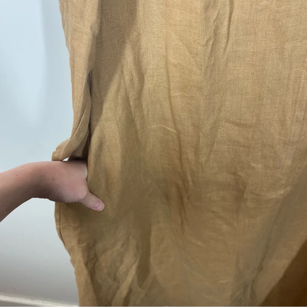 Linen handmade studio‎ 100% linen smock midi maxi tunic dress size xxl camel tan - Image 4