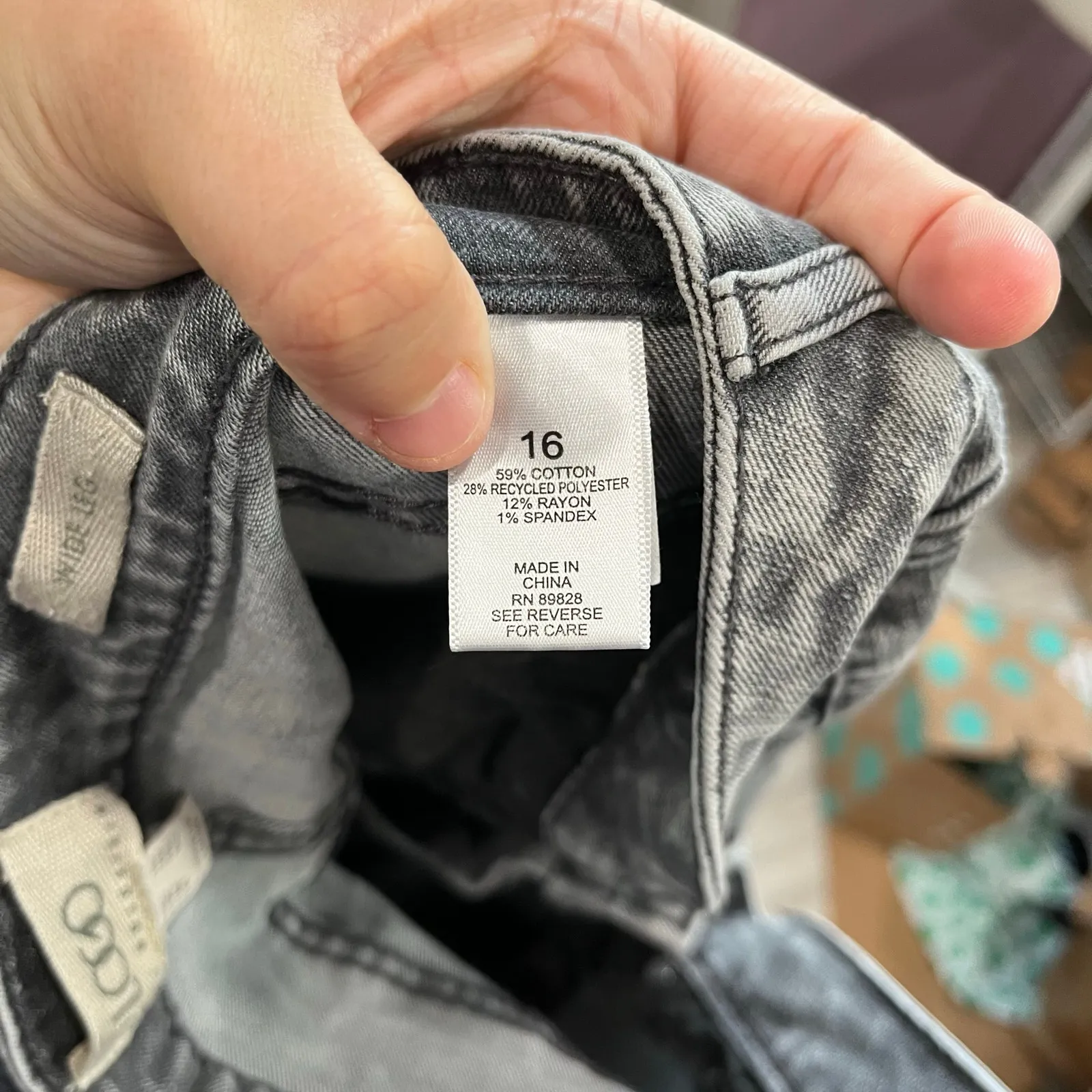 Logo Lori Goldstein QVC Gray Wide Leg Crop Jeans Button Fly Women’s Size 16 - Image 9