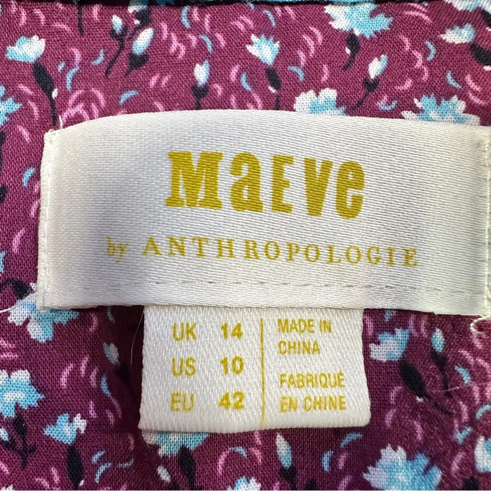 Maeve by Anthropologie Purple Ditzy Floral Calico Cotton Button Down Shirt 10 - Image 12