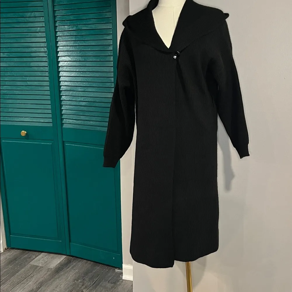 Maxi length cardigans hooded ($139) with belt loops Black Size undefined - Image 2