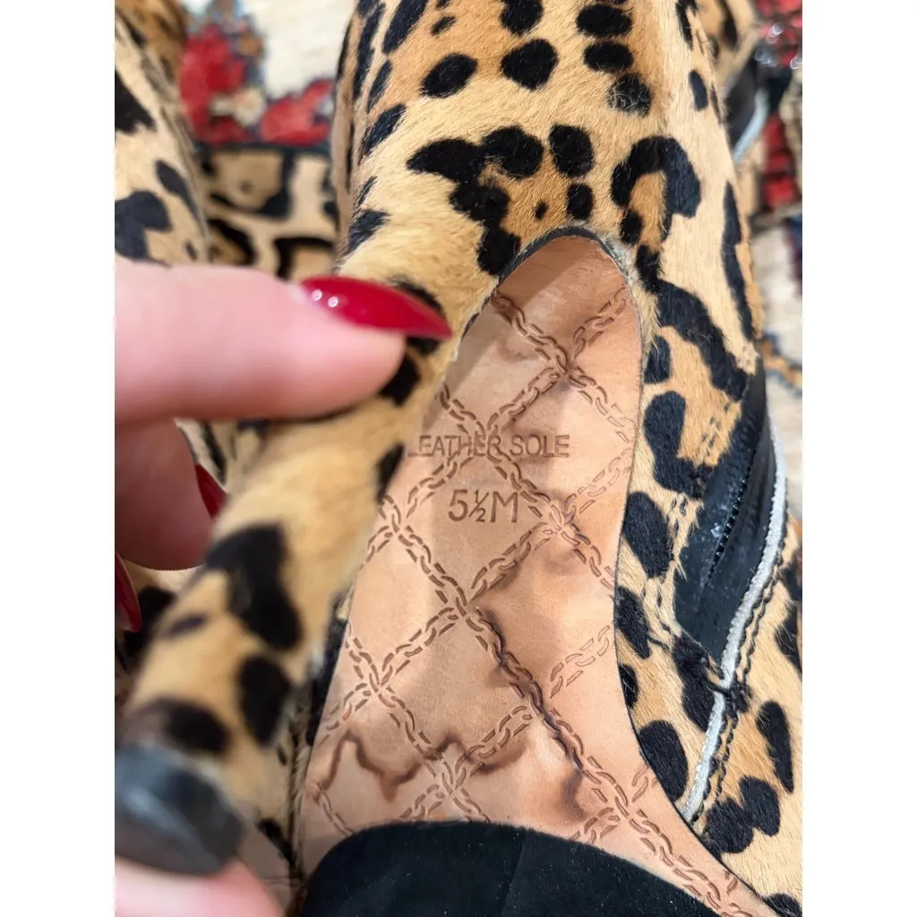 L.A.M.B. Leopard Pony Hair Platform Booties Heels 5.5M Real Fur Gwen Stefani - Image 9