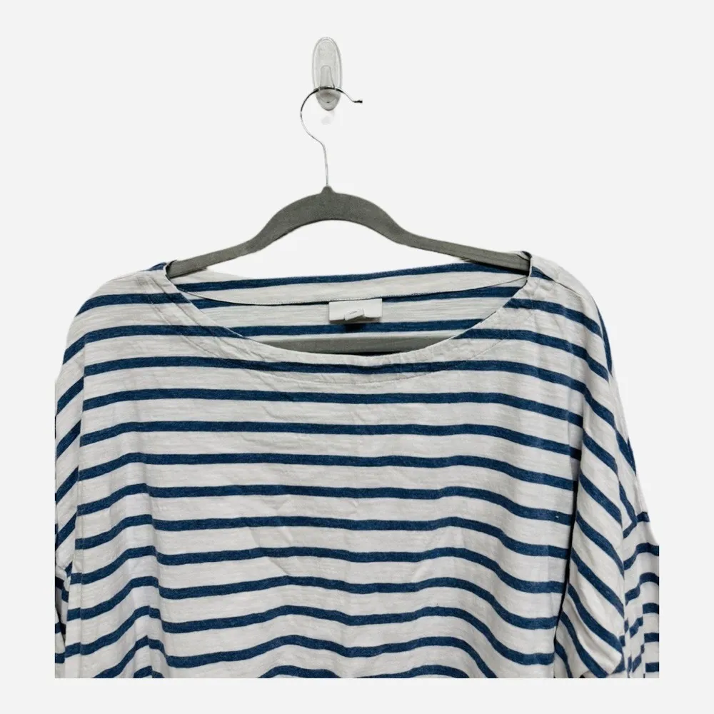 J. Jill Blue White Striped Long Sleeve 100% Cotton Nautical Striped XL Petite Size undefined - Image 2