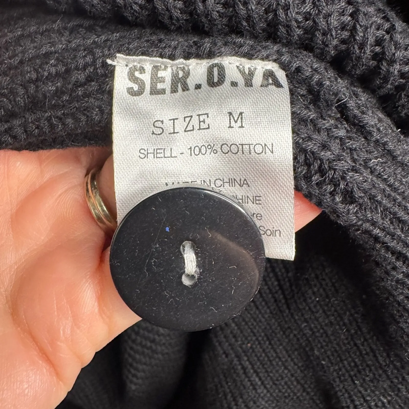 NWT SER.O.YA Black Long Sleeve Knit Button Front Sweater Dress Size M - Image 10