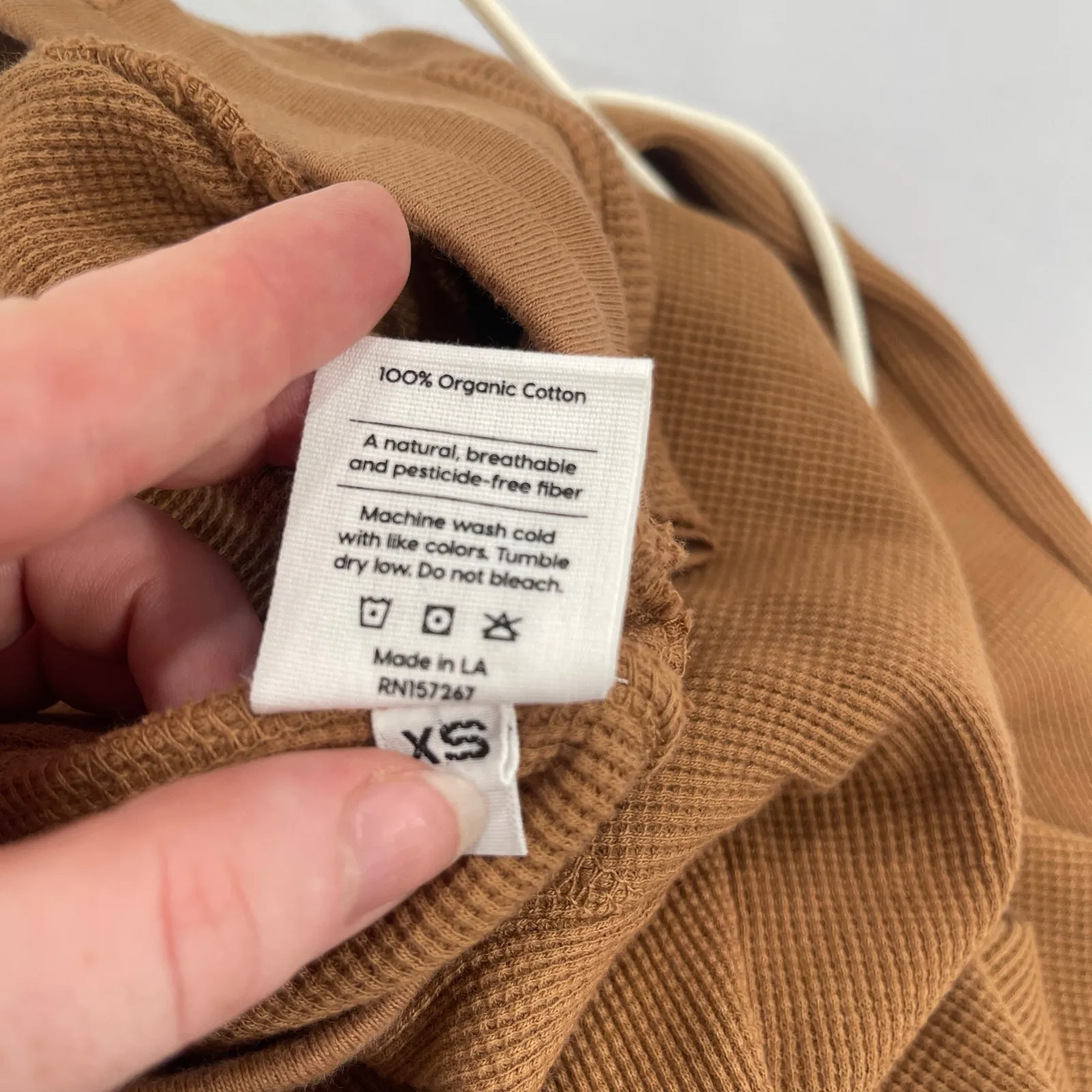 Mate the Label Womens Size XS Organic Thermal Jogger Brown Waffle Knit Pants NWT - Image 5