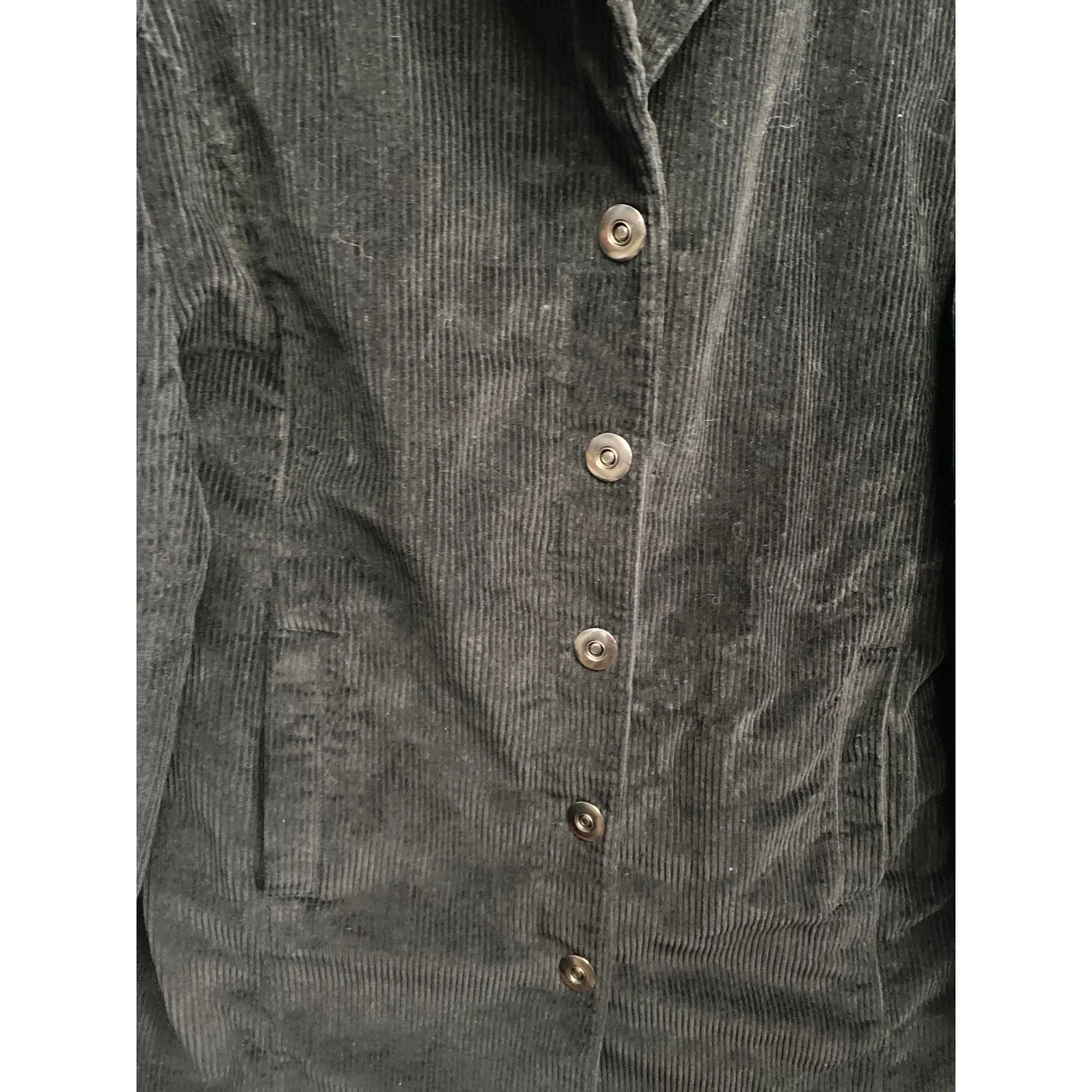 DENIM & CO Womens Corduroy Blazer Jacket Dark Gray Button Front Pockets Size Med - Image 3