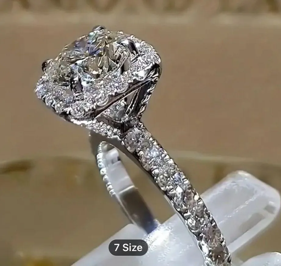 Gorgeous Stainless Steel Ladies Coctail Ring with Inlaid Diamonds Size 7 - Image 2