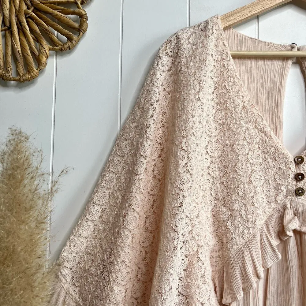 Free People romper floral lace ruffled one piece playsuit boho jumpsuit XS - Image 2