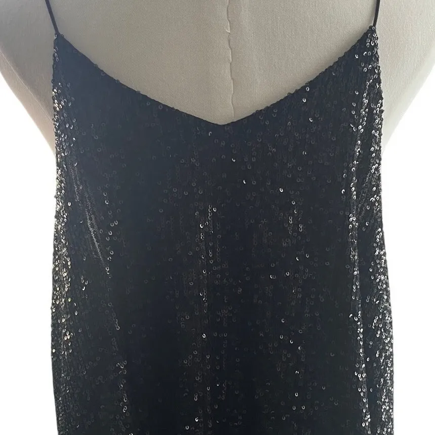 Saints & Hearts Black Sequin Tank Top L Sheer Hem‎ Glam Party Blouse Size L - Image 11