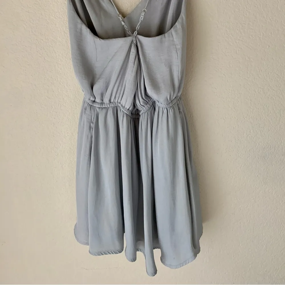 Alice & UO Urban Outfitters light sky blue satin open back short slip dress - Image 5