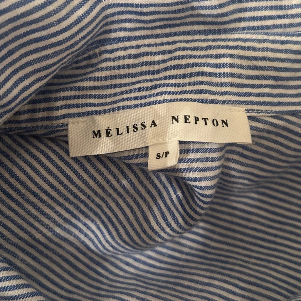 Melissa Nepton Blue and White Striped Button Up Shirt - Image 5