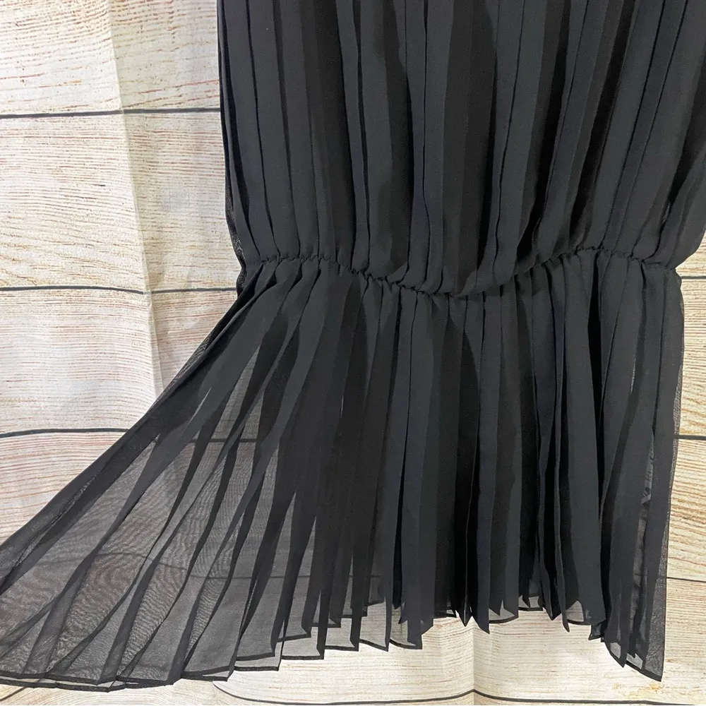 Zara sheer pleated peplum spaghetti straps black blouse Size XS elastic waist - Image 5