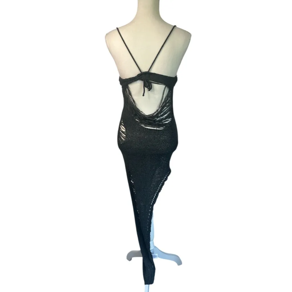 Jaded London Laddered Knit Bandeau Dress in Grey 0 New Womens Maxi Asymmetric - Image 6